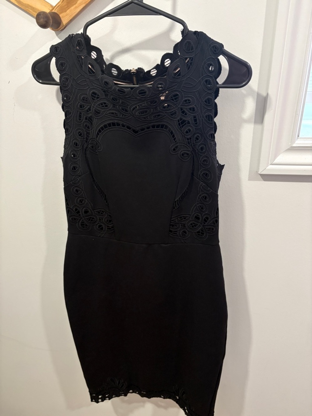 Ted Baker "Verony" black ponte embroidered sleeveless skater dress